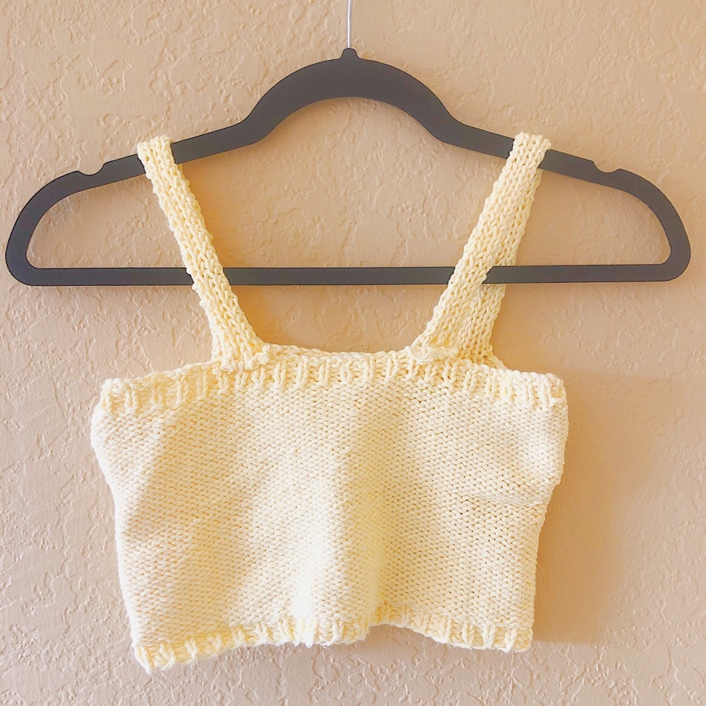 Hand-Made Knit Cropped Tank Top